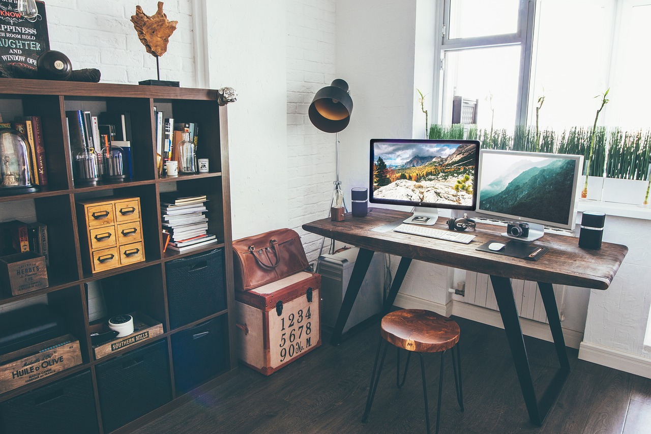 cozy office space A cozy but organized office space